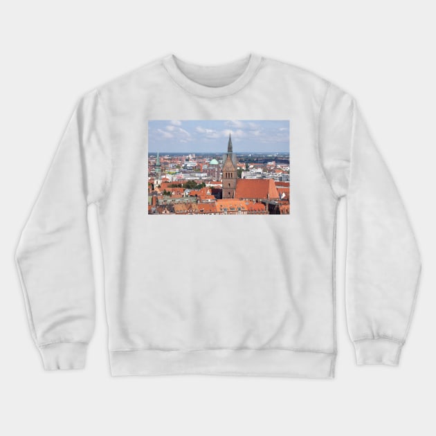 City center with Marktkirche, view from the town hall tower, Hanover, Lower Saxony, Germany Crewneck Sweatshirt by Kruegerfoto